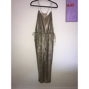 Free People Champagne Sequin Jumpsuit Size S